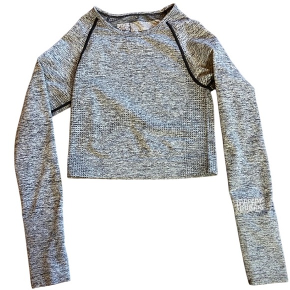 PINK Victoria’s Secret Active Crop Top Shirt Long Sleeves Size Small - Picture 1 of 8